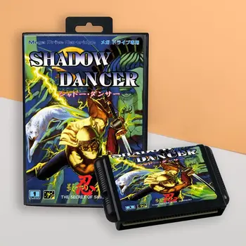 за Shadow Dancer - The Secret of Dj Japan Корица на 16-битов ретро игра касета за конзоли за игри Sega Genesis Megadrive