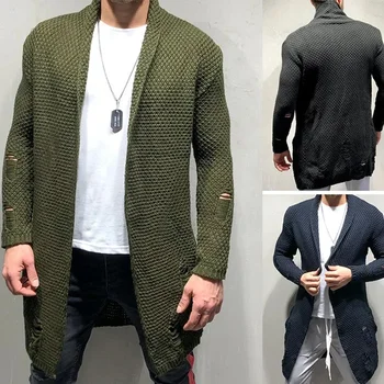 2023 Мъжката есенно-зимна новата мъжка мода Случайни жилетка със средна дължина, вязаный пуловер