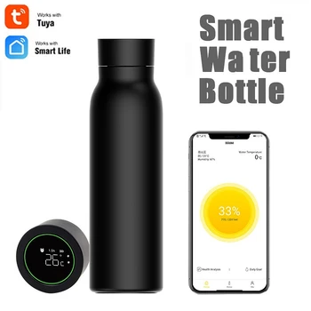 Sasha Smart Water Cup LCD дисплей температура, запис на разхода на вода, бутилка за нагряване Работи с приложение на Hristo Smart Life