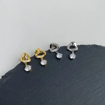 Karloch Нови дамски обеци от сребро S925 проба с диамантен пръстен на Мьобиус, персонални Малки и универсален дизайн