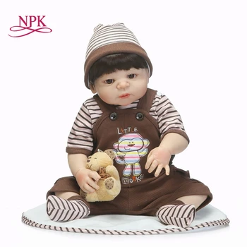 NPK 56 см на цялото Тяло от Силикон, Подмладена Кукли За Малки момчета Играчки Игри Къща Реалистични Новородените, Спящи Бебета Кукла-Реборн bebe мека