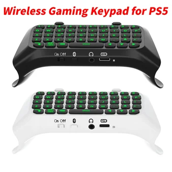 Мини клавиатура, чат-панел, Bluetooth-съвместима безжична детска клавиатура, Зелена подсветка, вграден високоговорител за PS5 Elite Handle