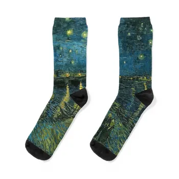 Звездна нощ над Рона Картини на Винсент Ван Гог Чорапи Коледни подаръци Компресия чорапи Дамски Чорапи мъжки