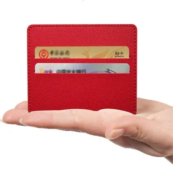 Тънък портфейл с 2 слота, притежател на кредитна карта от изкуствена кожа, Кратък чантата си, държач за карти ID P, покриване на банката с множество слотове, Жени, мъже