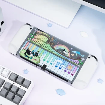 Защитната обвивка Music Котка за Nintendo Switch OLED Прозрачен разъемный твърд калъф за PC JoyCon Controller Case за Switch Oled Case