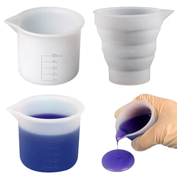 Силиконов отпи глътка Инструменти за бижута от смола Сгъваеми Мерителни чаши с мащаба на Инструменти за смесване на пигменти от епоксидна смола със собствените си ръце