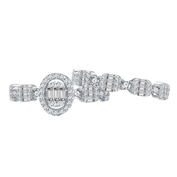 Овална лукс 2-в-1 от 925 сребро с камъни-цирконами, модни годежни пръстени сребрист цвят за жени, бижута