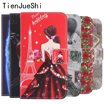 TienJueShi Fashion флип-надолу стойка, защитен кожен калъф чантата си Etui Skin Case за FinePower C1 5 инча