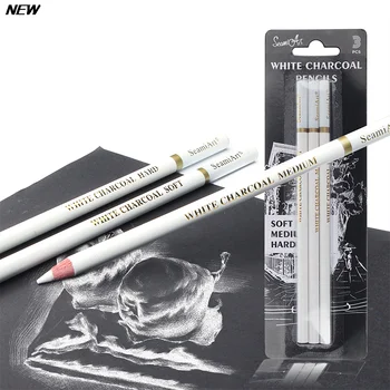3шт бели въглища моливи за рисуване на скици Стандартни Въглища писалка за рисуване на Художествени средства Ученически пособия
