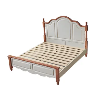 Средиземноморската легло от масивна дървесина, основна спалня, модерна минималистичная двойно легло, склад изискани мебели. спален комплект