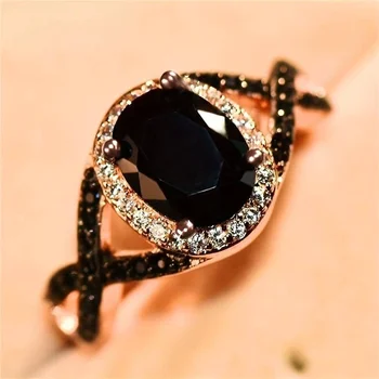 Елегантен пръстен с инкрустиран черен цирконий в ретро стил за жени, мъже с темпераментным дизайн, елегантни, стилни, за да пътуват до работа.