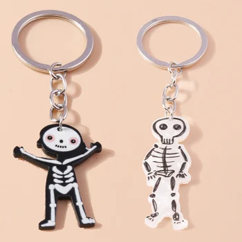 Сладък ключодържател с черепа-виртуален скелет от смола, ключодържател за Хелоуин, висулки за ключовете от колата, Чанта, декор, чар, украса със собствените си ръце, Подаръци, Аксесоари