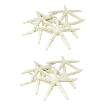 24ШТ Бяла морска звезда с пръсти 5-10 см, декоративна морска звезда с пет пръста