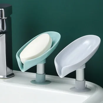 Препарат за съдове на присоске 1 бр. за баня, душ, Преносим държач за сапун от листа, пластмасова тава за гъби, за кухня, аксесоари за баня