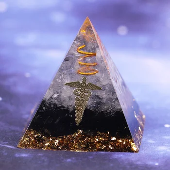 Украса под формата на енергийната пирамида от Оргонита, Камък-батерия Оргона, която ще Промени Магнитното поле на Живота, Декорации от смола лековита Рейки