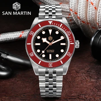Мъжки Часовник San Martin SN0128-G 40 мм BB Diver Watch Класически Часовник Механизъм NH35 Механичен син сапфир Керамични Bezel Водоустойчив