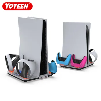 Многофункционално зарядно устройство Yoteen за Вентилатори за Охлаждане PS5 Slim/PS5 Dualsense Controller Charger PS VR2 Handle Charge