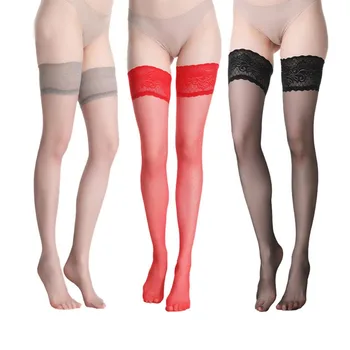 Секси чорапи за пиърсинг в плът, дантелени нескользящие чорапи 15Г, тънки чорапогащи на голи крака, високи чорапогащи до коляното, бедрото
