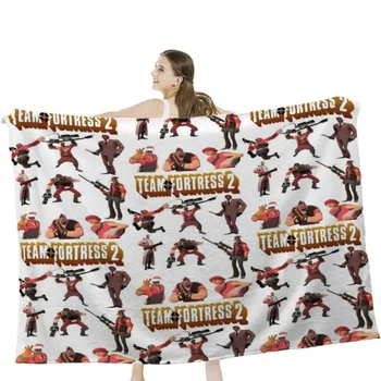 Team Fortress 2 - Всички символи / класове с логото на TF2 Меко фланелевое флисовое топло одеяло, легло, диван, на къмпинг, за пътуване