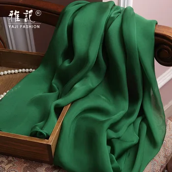 Шал от 100% естествена коприна, женски шифоновый шал от естествена коприна, тъмно-зелен шал, дамски копринени шалове, получи нерегламентиран достъп за дамите, обикновен