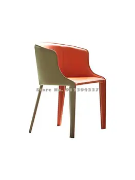 Скандинавски дизайн модерен случайни стол за хранене на стол, модерно минималистское седло от твърда кожа ресторант хотел кръг стол