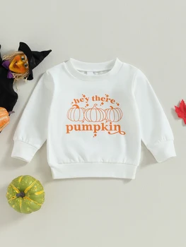 Сладък детски блузи за Хелоуин с принтом призрак и уютни дълги ръкави - Приказно есенни тоалети за деца