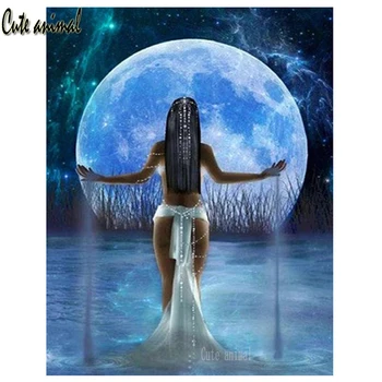 Направи си САМ Пълна Алмазную живопис Секси Жена на Езерото Луната, Определени за Кръстат Бод Мозайка Ръкоделие 5D Бродерия Планински Кристал, Подарък Бижу