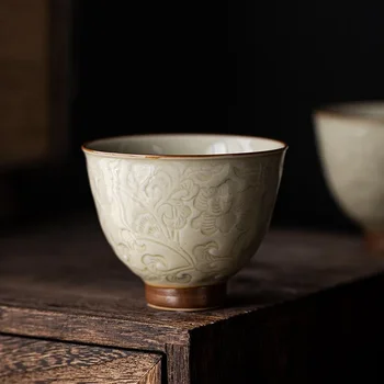 Керамична чаша Lotus Kungfu в издигната опаковка, покрит с мед глазура, Набор за приготвяне на чай Bell Sample Tea Cup