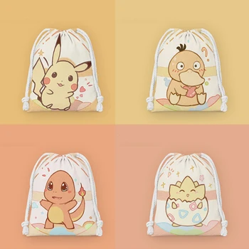 Серия Kawaii Pokemon Printing с джоб на съвсем малък и шарките на Pikachu за парти, опаковъчна хартия, преносим детска чанта за пране