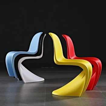 Ins Pandong Chair Пластмасова маса за хранене, стол за почивка S Type Пластмасов стол Дизайнерски Модерен кът