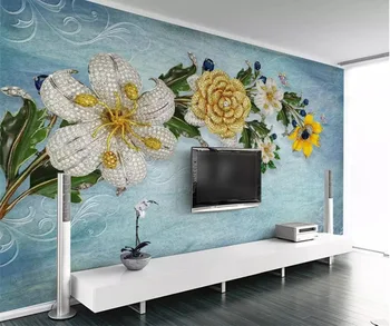 beibehang Потребителски тапети Модерна минималистичная 3D стенопис бижута цвете Европейски стил декорация на стените живопис 3d тапети на стенописите