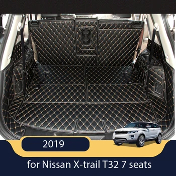 Високо качество! Пълен комплект автомобилни постелки за багажник за Nissan X-trail T32 на 7 места 2019 г. Трайни подложки в багажника на карго подложка за Xtrail 2018-2014 година.