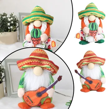 Креативна шапка, без лице, украса за старец, Сладка кукла с китара в ръце, Мексикански карнавал, Фигурки, набор от бижута, Директна доставка