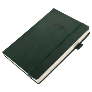 Организатор на 2024 година, дневник, алманах, дневник за офис, записная книжка с графика формат А5 (зелен-a5) 1бр