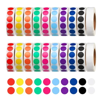 От 20 000 Парчета 1/2-инчов кръгли цветни петна на етикети, рулонная стикер за организиране на инвентаризация, сортиране на файлове, 10 цвята