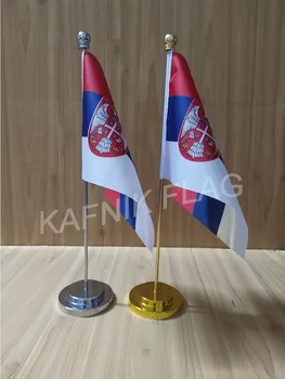 КАФНИК, Сърбия Офис маса, тенис на знаме със златен или сребърен метален основание за флагштока 14*21 см флаг на страната безплатна доставка