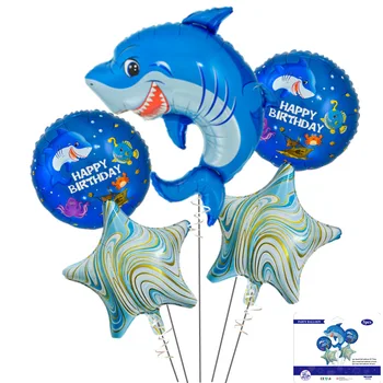 5 бр./партида балони с акули, морски живот, Синята риба, Китова акула, украса за първата детска душа, Подаръци за рожден Ден за деца