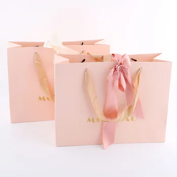 500 бр./лот, Розови Малки персонални подаръци чанти за пазаруване клас Лукс с ленточными дръжки за бижута