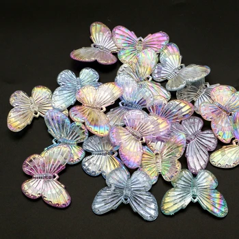 5шт Холограма Лазерна Пеперуда 3D Flatback Cabochon Прозрачни Плоски Украса От Акрилна Смола САМ Crafts Supplies