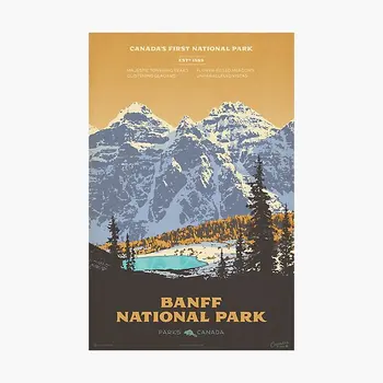 Постер на Национален парк Банф, плакат за всекидневната, стикери за лаптоп, аниме, стенни стая, сладък багажното фон, броня