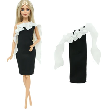 Модно черна рокля BJDBUS, пола, рокля без презрамки, вечерна рокля, мини-пола, дрехи за Барби кукли, аксесоари за дома, играчки със собствените си ръце