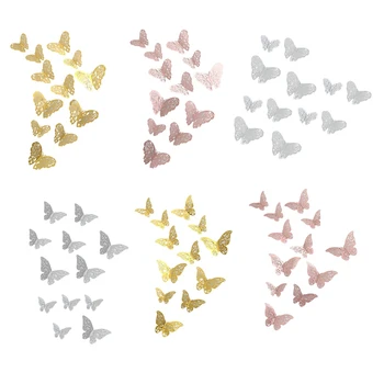 72 бр Стенни стикери с пеперуда за парти, начало декор за бродерия, 3 размера, в 3 цвята, 2 стил