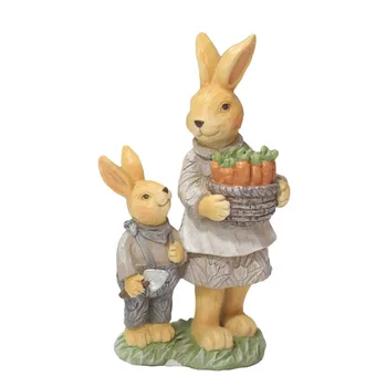 ESSECMBS Украса във формата на зайче на Деня на майката, Фигурки на семейство сладки зайчета, декорации от смола за деца, които играят у дома, ежедневни парти