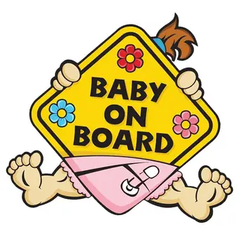 Етикети Baby in Car, стикери Baby on Board за автомобили, водоустойчив лъскав отразяваща материал 4x4 инча
