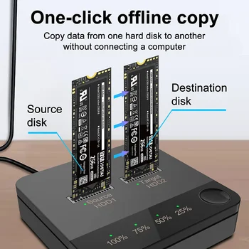 Копирна машина за твърд диск с led индикатор, докинг станция за SSD, пренос на данни, четене на данни с две ротори за съхранение на данни на компютъра