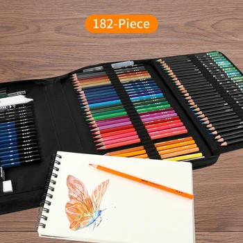 Комплект цветни моливи 182ШТ художествени аксесоари 120 Професионални маслени Моливи, Острилка цветни моливи Инструменти за рисуване на скици