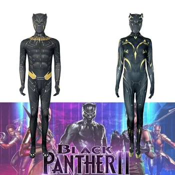 Супергерой Пантера 2 Черен костюм Сюри за cosplay, гащеризон, Костюм на супергерой Ваканда Форевер, Боди за жени, мъже, Деца, Хелоуин