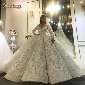 Сватбена рокля Аманда Novias Design Real Work, луксозна сватбена рокля в Дубай, сватбената рокля 100% реални Снимки работа