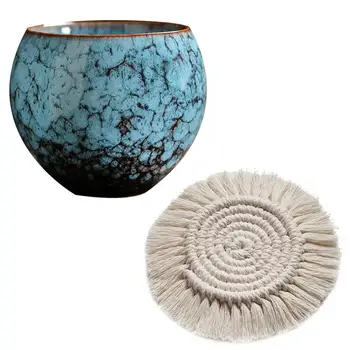 Керамични чашата за кафе с бляскаво покритие, които лесно да проникна в Уникален дизайн, устойчива на плъзгане лейси поставка, креативни аксесоари за декорация на дома