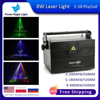 1-8шт 8 W RGB Пълноцветен Анимация Лазерно Сценичното Осветление DMX512 15-40Kpps Отражение Вечерни сватбени Dj Диско лазерен Лъч